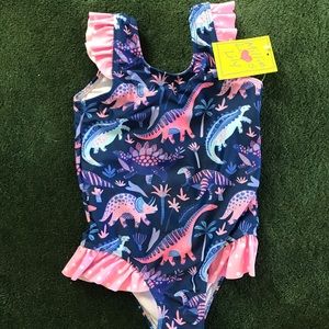 Pink dinosaur one piece swimsuit
